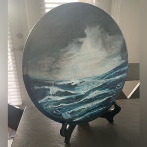 Stormy Ocean Painting| Acrylic on Wood